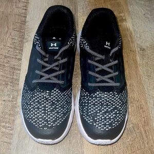 Black/White Under Armour athletic kids shoes